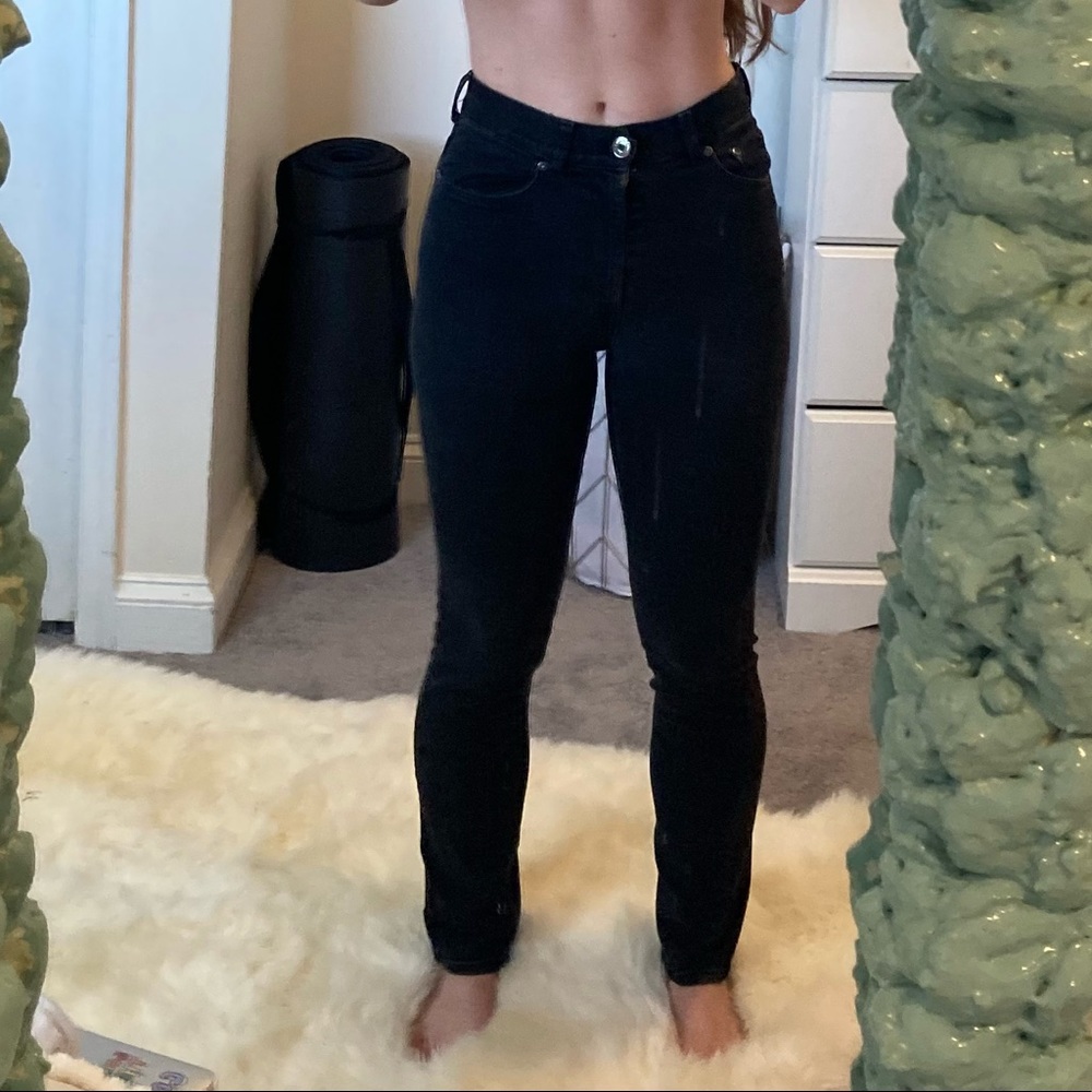 Black highwaisted straight leg jeans